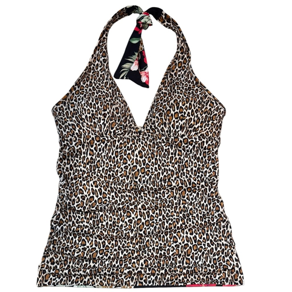 Tommy Bahama Lily Cat Reversible Halter Tankini Top - Picture 6 of 16
